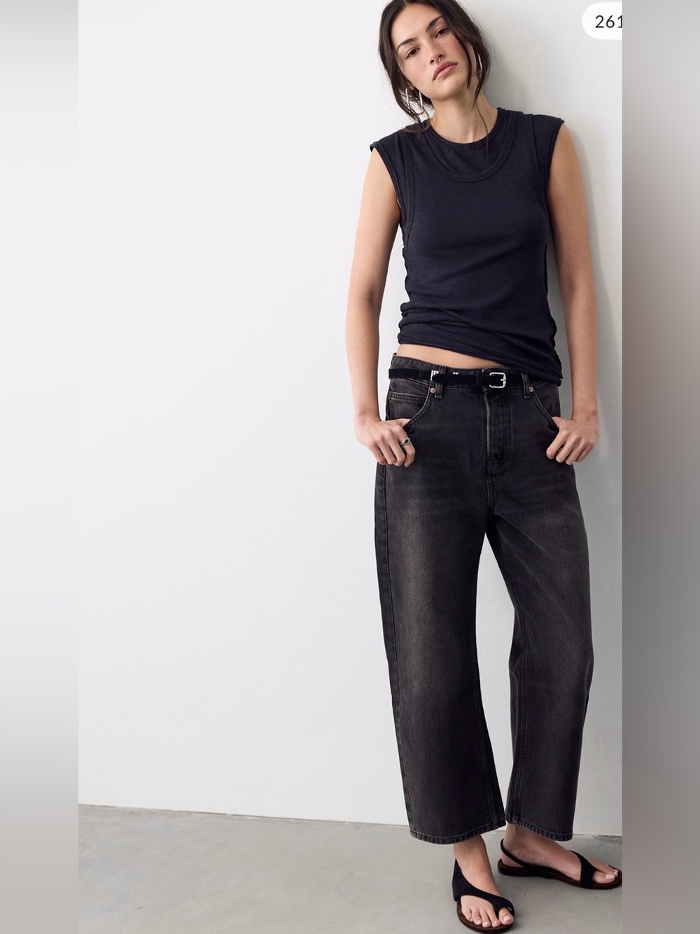 Free People Deep Trance Dropped Boyfriend Wide Leg Cropped Jean SZ 29 Black